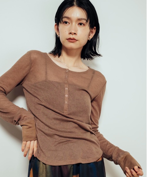 シェリー様 シアーリブヘンリーネックロンT（Tシャツ/カットソー）｜Shelly island