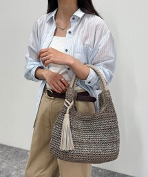 fredy emue | タッセル付きラメペーパーカゴバッグ(かごバッグ)