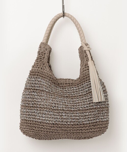 fredy emue（フレディエミュ）の「タッセル付きラメペーパーカゴバッグ（かごバッグ・レディース・ベージュ/ブラウン/グレイッシュベージュ・FREE）」の11枚目の写真