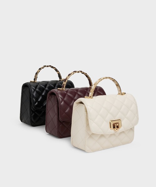 Cressida クレシダ キルトプッシュロックトップハンドルバッグ