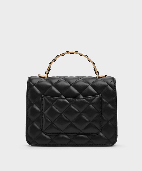 CHARLES & KEITH(チャールズ & キース)の「Cressida クレシダ キルトプッシュロックトップハンドルバッグ(ハンドバッグ・レディース・ブラック/クリーム・S)」の11枚目の写真