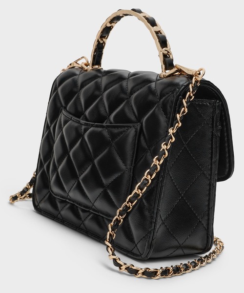 CHARLES & KEITH(チャールズ & キース)の「Cressida クレシダ キルトプッシュロックトップハンドルバッグ(ハンドバッグ・レディース・ブラック/クリーム・S)」の8枚目の写真