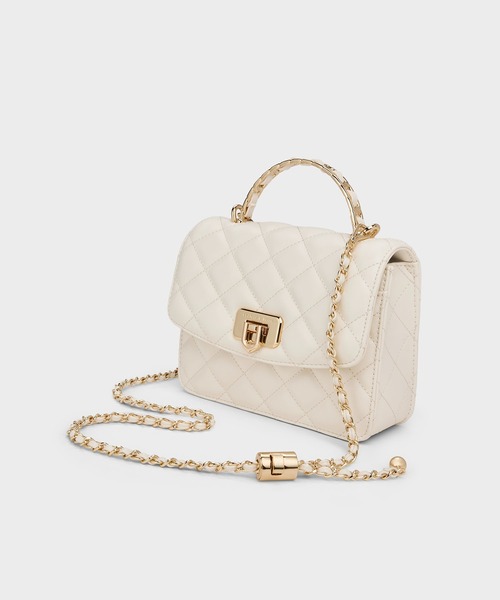 CHARLES & KEITH(チャールズ & キース)の「Cressida クレシダ キルトプッシュロックトップハンドルバッグ(ハンドバッグ・レディース・ブラック/クリーム・S)」の16枚目の写真