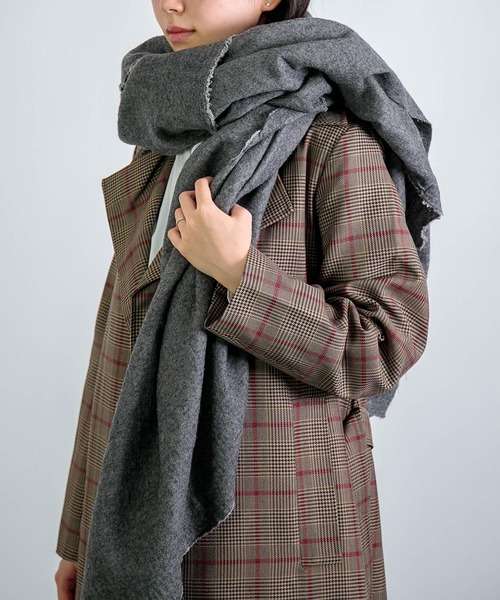 Honnete] Wide Stole_W/L Washed Twill / ウールリネンストール