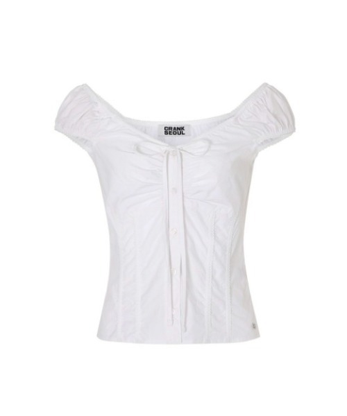 ブラウス シャツ 「CRANK」LACE SHIRRING BLOUSE レディース CRANK】LACE SHIRRING BLOUSE（シャツ/ブラウス）｜CRANK