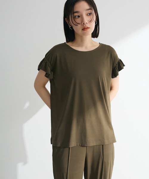 Sugar spoon(シュガースプーン)の「・SUGAR SPOON 【ラッシュガード】フリルTEE(Tシャツ/カットソー・レディース・チャコールグレー/カーキ/ブラック・FREE)」の1枚目の写真