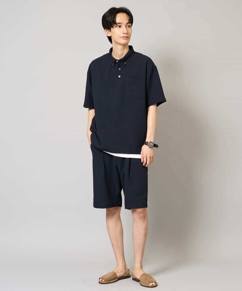 a.v.v（アーヴェヴェ）の「【イージーケア/吸水速乾/毛玉になりにくい】シアサッカーワンタックハーフパンツ（その他パンツ・メンズ・チャコールグレー/ネイビー・46/48/50）」の22枚目の写真