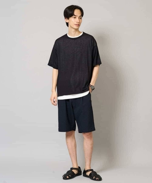 a.v.v（アーヴェヴェ）の「【イージーケア/吸水速乾/毛玉になりにくい】シアサッカーワンタックハーフパンツ（その他パンツ・メンズ・チャコールグレー/ネイビー・46/48/50）」の20枚目の写真