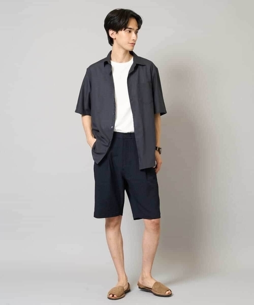 a.v.v（アーヴェヴェ）の「【イージーケア/吸水速乾/毛玉になりにくい】シアサッカーワンタックハーフパンツ（その他パンツ・メンズ・チャコールグレー/ネイビー・46/48/50）」の17枚目の写真