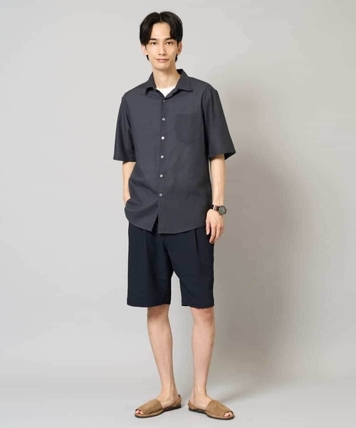 a.v.v（アーヴェヴェ）の「【イージーケア/吸水速乾/毛玉になりにくい】シアサッカーワンタックハーフパンツ（その他パンツ・メンズ・チャコールグレー/ネイビー・46/48/50）」の16枚目の写真