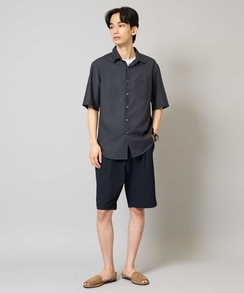 a.v.v（アーヴェヴェ）の「【イージーケア/吸水速乾/毛玉になりにくい】シアサッカーワンタックハーフパンツ（その他パンツ・メンズ・チャコールグレー/ネイビー・46/48/50）」の15枚目の写真