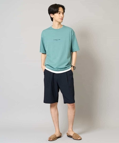 a.v.v（アーヴェヴェ）の「【イージーケア/吸水速乾/毛玉になりにくい】シアサッカーワンタックハーフパンツ（その他パンツ・メンズ・チャコールグレー/ネイビー・46/48/50）」の13枚目の写真