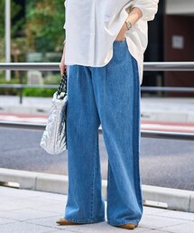coen | サイドライン タックワイドデニムパンツ(デニムパンツ)