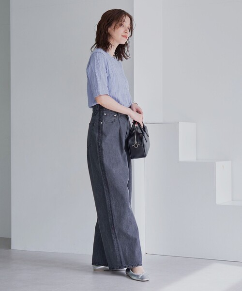 coen（コーエン）の「サイドライン タックワイドデニムパンツ（デニムパンツ・レディース・コバルトブルー/ダークグレー・L/M/S）」の11枚目の写真
