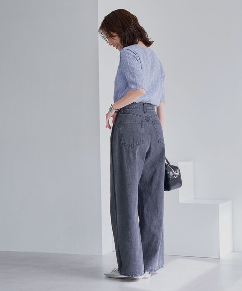 coen（コーエン）の「サイドライン タックワイドデニムパンツ（デニムパンツ・レディース・コバルトブルー/ダークグレー・L/M/S）」の12枚目の写真