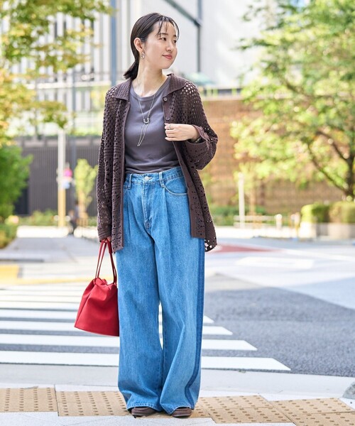 coen（コーエン）の「サイドライン タックワイドデニムパンツ（デニムパンツ・レディース・コバルトブルー/ダークグレー・L/M/S）」の14枚目の写真