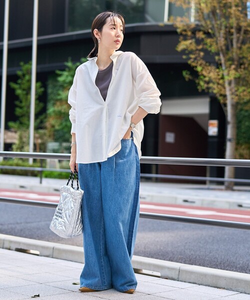 coen（コーエン）の「サイドライン タックワイドデニムパンツ（デニムパンツ・レディース・コバルトブルー/ダークグレー・L/M/S）」の15枚目の写真