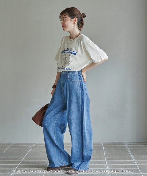 coen（コーエン）の「サイドライン タックワイドデニムパンツ（デニムパンツ・レディース・コバルトブルー/ダークグレー・L/M/S）」の20枚目の写真