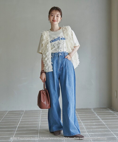 coen（コーエン）の「サイドライン タックワイドデニムパンツ（デニムパンツ・レディース・コバルトブルー/ダークグレー・L/M/S）」の21枚目の写真