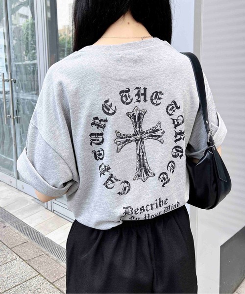 INGNI（イング）の「バックラインストーンクロスロゴチュニックTシャツ（Tシャツ/カットソー・レディース・ブラック/グレー/オフホワイト・M）」の16枚目の写真
