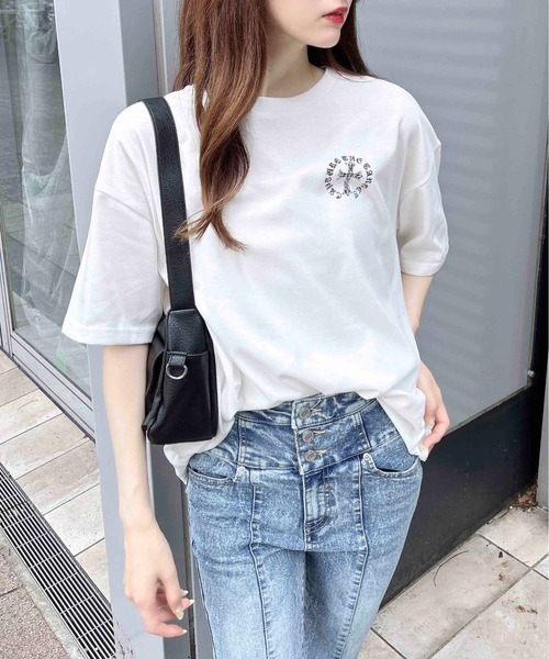 INGNI（イング）の「バックラインストーンクロスロゴチュニックTシャツ（Tシャツ/カットソー・レディース・ブラック/グレー/オフホワイト・M）」の13枚目の写真