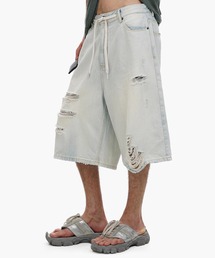 MASONPRINCE（メイソンプリンス）の「ルーズフィット ダメージ加工 クロップドデニムパンツ NDK1988【MASONPRINCE】（デニムパンツ）」