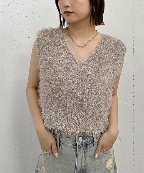 セール】ラメフェザーニットベスト（ベスト）｜archives（アルシーヴ