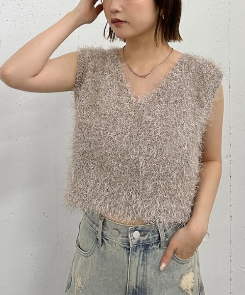 archives（アルシーヴ）の「ラメフェザーニットベスト（ベスト・レディース・ブラック/アイボリー/ベージュ/グレー・MEDIUM）」の13枚目の写真