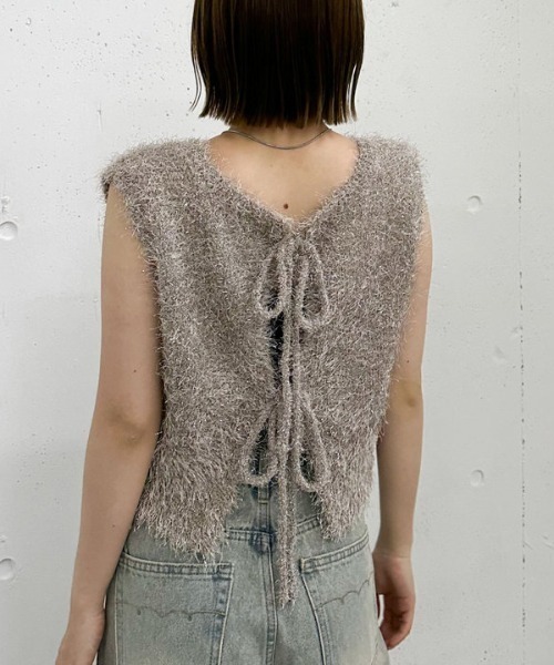archives（アルシーヴ）の「ラメフェザーニットベスト（ベスト・レディース・ブラック/アイボリー/ベージュ/グレー・MEDIUM）」の14枚目の写真