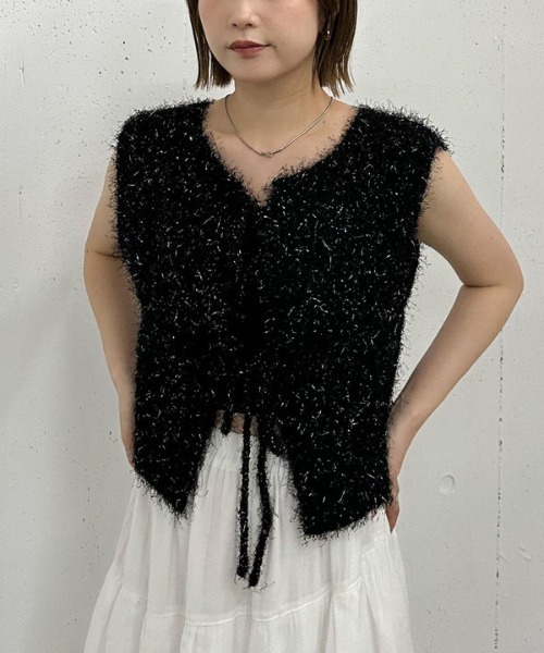 archives（アルシーヴ）の「ラメフェザーニットベスト（ベスト・レディース・ブラック/アイボリー/ベージュ/グレー・MEDIUM）」の10枚目の写真