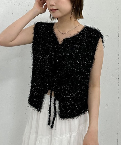 archives（アルシーヴ）の「ラメフェザーニットベスト（ベスト・レディース・ブラック/アイボリー/ベージュ/グレー・MEDIUM）」の21枚目の写真