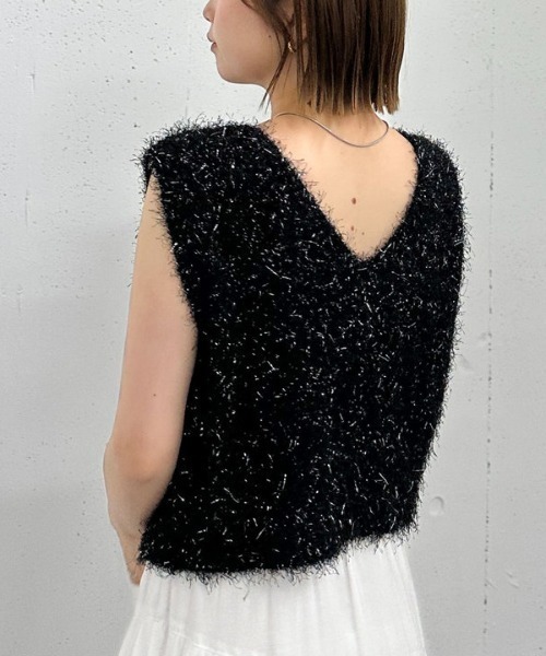 archives（アルシーヴ）の「ラメフェザーニットベスト（ベスト・レディース・ブラック/アイボリー/ベージュ/グレー・MEDIUM）」の22枚目の写真