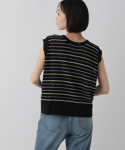 LOWRYS FARM(ローリーズファーム)の「ボーダーメローニットノースリーブ 574819(Tシャツ/カットソー・レディース・ブラック/ブラウン/アイボリー・FREE)」の7枚目の写真