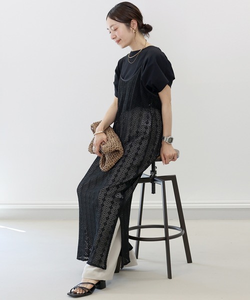 Aletta vita（アレッタビータ）の「T/Cカットレースキャミワンピース（ワンピース・レディース・ブラック/アイボリー・M）」の17枚目の写真