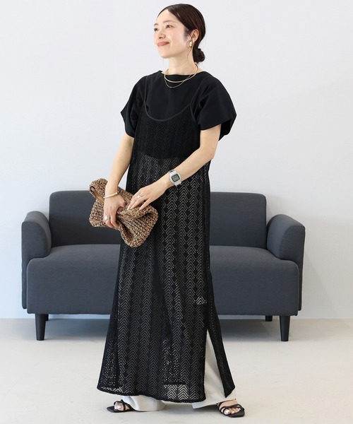 Aletta vita（アレッタビータ）の「T/Cカットレースキャミワンピース（ワンピース・レディース・ブラック/アイボリー・M）」の13枚目の写真
