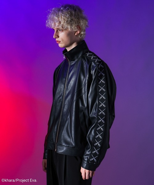 HARE デザインブルゾン HARE フラワーレースブルゾン ブルー 花柄