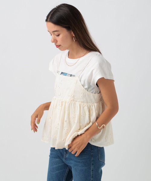 BAYFLOW（ベイフロー）の「刺繍キャミビスチェ（キャミソール・レディース・ブラック/オフホワイト/イエロー・FREE）」の5枚目の写真