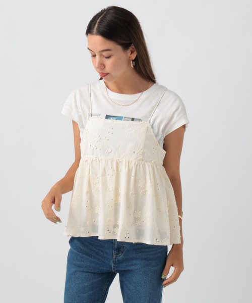 BAYFLOW（ベイフロー）の「刺繍キャミビスチェ（キャミソール・レディース・ブラック/オフホワイト/イエロー・FREE）」の6枚目の写真