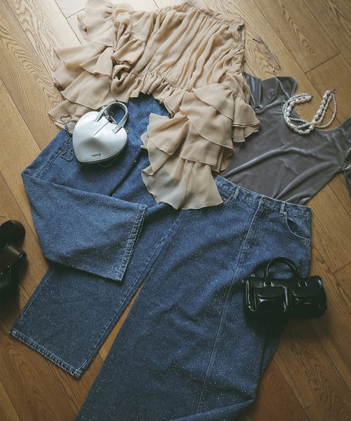 EIMY ISTOIRE（エイミーイストワール）の「コンパクトベロアトップス（Tシャツ/カットソー・レディース・ボルドー/アイボリー/グレー・F）」の12枚目の写真