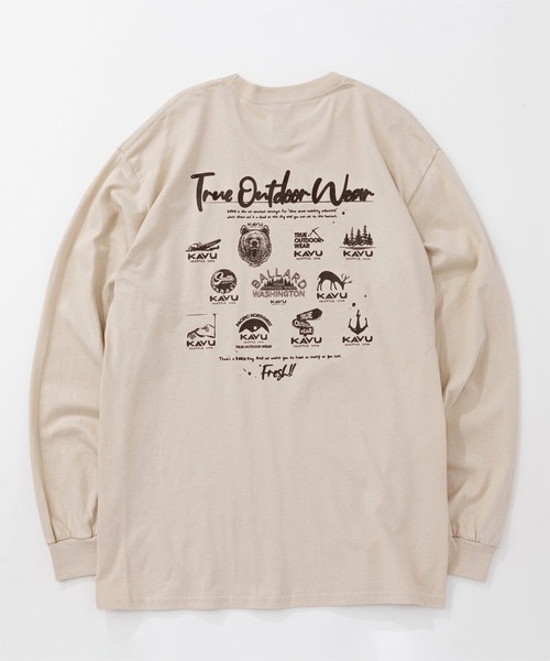 KAVU（カブー）の「KAVU/カブー 25 Event LS Tee/イベントティー（Tシャツ/カットソー・メンズ・ネイビー/サンドベージュ/ホワイト/アッシュグレー・MEDIUM/LARGE/X-LARGE）」の3枚目の写真