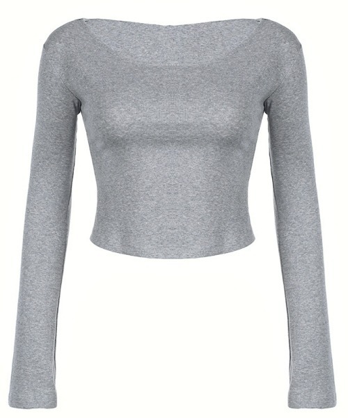 gossip!ロサンゼルス(ゴシップロサンゼルス)の「【Y2Kガーリー】オフショルフーディー長袖Tシャツ(Tシャツ/カットソー・レディース・グレー・FREE)」の5枚目の写真