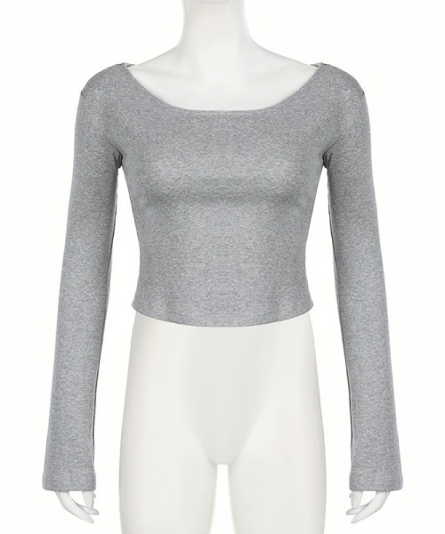 gossip!ロサンゼルス(ゴシップロサンゼルス)の「【Y2Kガーリー】オフショルフーディー長袖Tシャツ(Tシャツ/カットソー・レディース・グレー・FREE)」の6枚目の写真