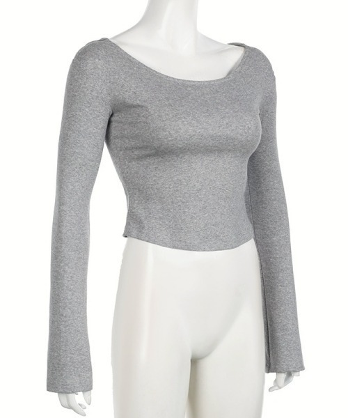 gossip!ロサンゼルス(ゴシップロサンゼルス)の「【Y2Kガーリー】オフショルフーディー長袖Tシャツ(Tシャツ/カットソー・レディース・グレー・FREE)」の7枚目の写真