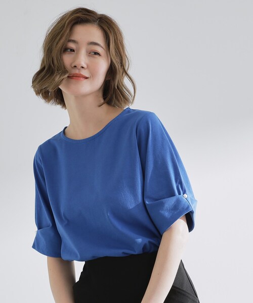grove(グローブ)の「きちんと感と女性らしさ、二の腕カバーが一枚で叶う 袖口パール調ボタンプルオーバー(Tシャツ/カットソー・レディース・ブルー系その他/ネイビー/ピンク/ナチュラル・03/02/01/04/05)」の13枚目の写真