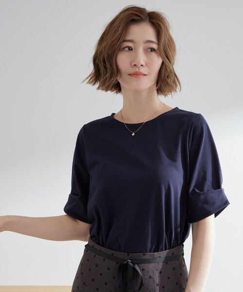 grove(グローブ)の「きちんと感と女性らしさ、二の腕カバーが一枚で叶う 袖口パール調ボタンプルオーバー(Tシャツ/カットソー・レディース・ブルー系その他/ネイビー/ピンク/ナチュラル・03/02/01/04/05)」の17枚目の写真