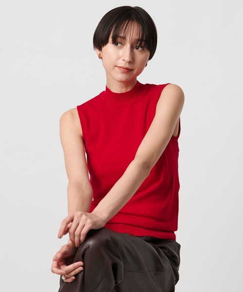 UNITED ARROWS（ユナイテッドアローズ）の「ハイネック ノースリーブ ニット ウォッシャブル（ニット/セーター・レディース・ダークブラウン/レッド/ブラック・FREE）」の7枚目の写真