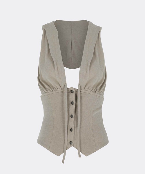 SCULPTOR（スカルプター）の「Classic Sleeveless Hoodie（その他トップス・レディース・グレー/ベージュ・SMALL/MEDIUM）」の2枚目の写真
