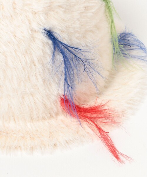 Ray BEAMS（レイビームス）の「カラー フリンジ ニット帽（ニットキャップ/ビーニー・レディース・ホワイト/ブラック・ONE SIZE）」の7枚目の写真