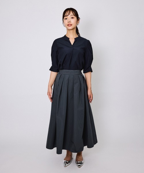 QUEENS COURT(クイーンズコート)の「タックバルーンキーネックブラウス≪手洗い可能≫(シャツ/ブラウス・レディース・オフホワイト/ピンク/ネイビー・M)」の9枚目の写真