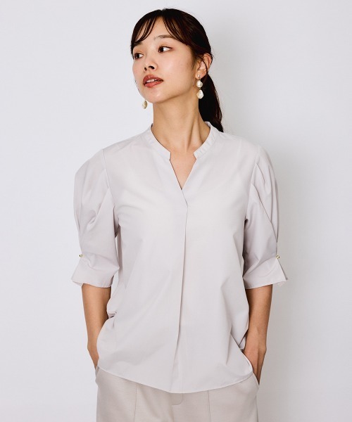 QUEENS COURT(クイーンズコート)の「タックバルーンキーネックブラウス≪手洗い可能≫(シャツ/ブラウス・レディース・オフホワイト/ピンク/ネイビー・M)」の11枚目の写真